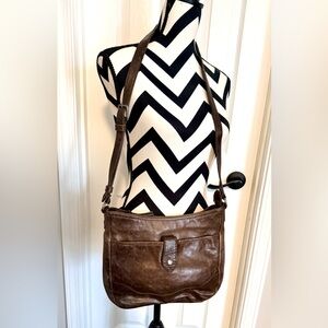 Frye Melissa Button Crossbody Dark Brown Leather Bag